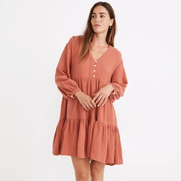 Madewell Lightspun Colette Mini Dress in Deep Rose - Picture 1 of 8
